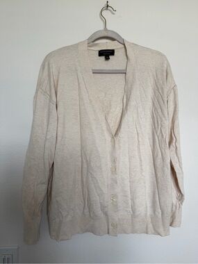Banana Republic Light Cream Button-Up V-Neck Cardigan